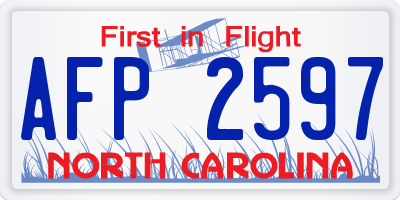NC license plate AFP2597