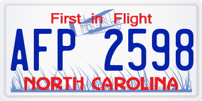 NC license plate AFP2598
