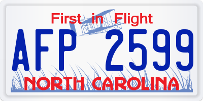 NC license plate AFP2599