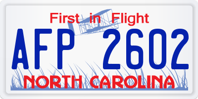 NC license plate AFP2602