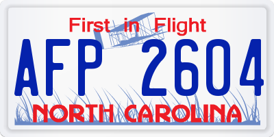 NC license plate AFP2604
