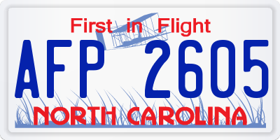 NC license plate AFP2605