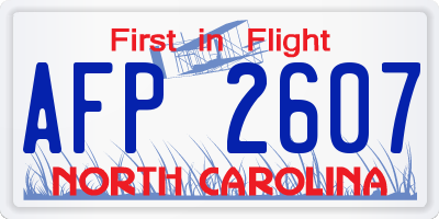 NC license plate AFP2607