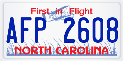 NC license plate AFP2608