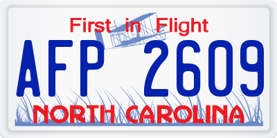 NC license plate AFP2609