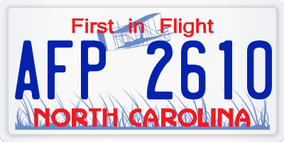 NC license plate AFP2610