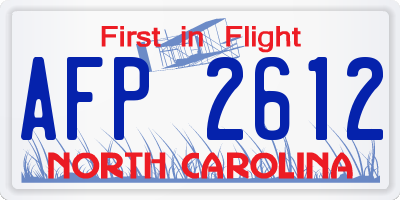 NC license plate AFP2612