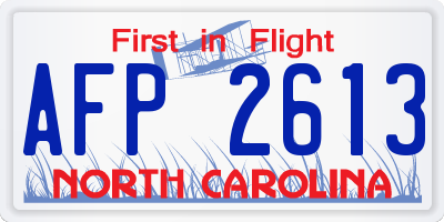NC license plate AFP2613