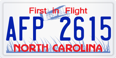 NC license plate AFP2615