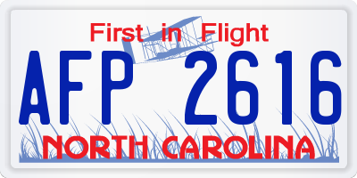 NC license plate AFP2616