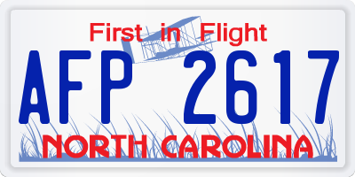 NC license plate AFP2617