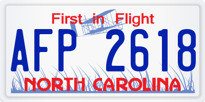 NC license plate AFP2618