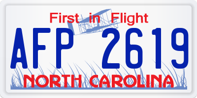 NC license plate AFP2619