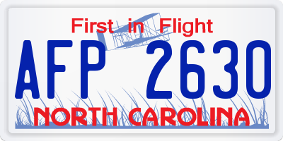 NC license plate AFP2630