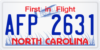 NC license plate AFP2631