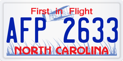 NC license plate AFP2633