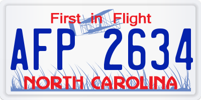 NC license plate AFP2634