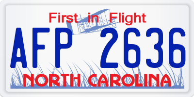 NC license plate AFP2636