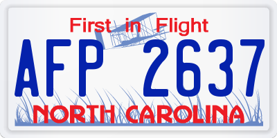 NC license plate AFP2637