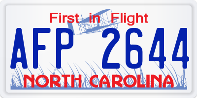 NC license plate AFP2644