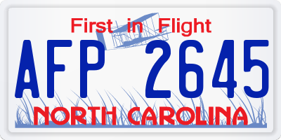 NC license plate AFP2645