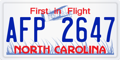 NC license plate AFP2647