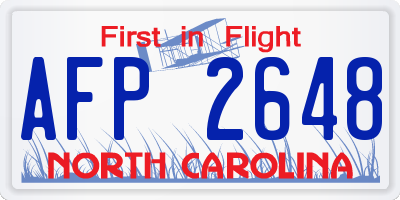 NC license plate AFP2648