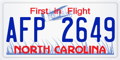 NC license plate AFP2649