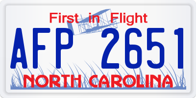 NC license plate AFP2651