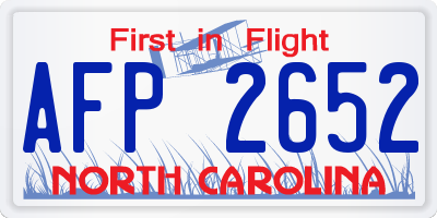 NC license plate AFP2652