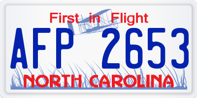 NC license plate AFP2653