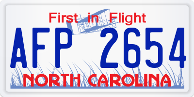 NC license plate AFP2654