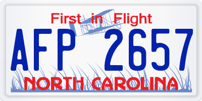 NC license plate AFP2657