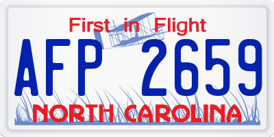 NC license plate AFP2659