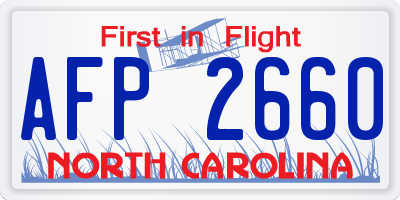 NC license plate AFP2660