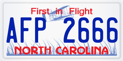 NC license plate AFP2666