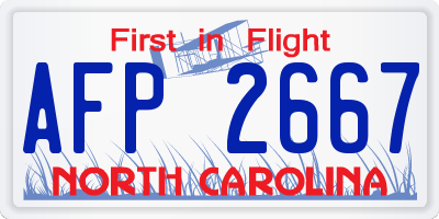 NC license plate AFP2667