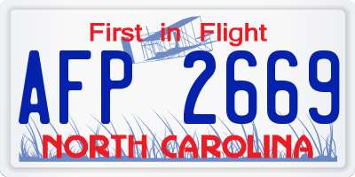 NC license plate AFP2669