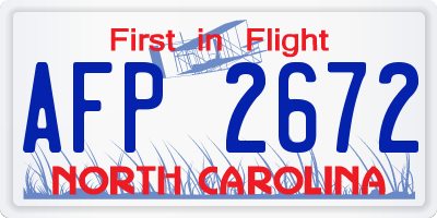 NC license plate AFP2672