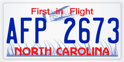 NC license plate AFP2673