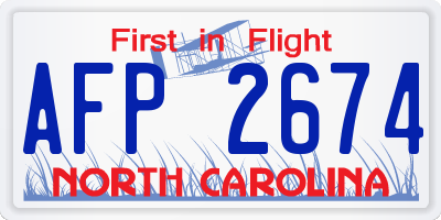 NC license plate AFP2674