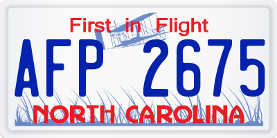 NC license plate AFP2675