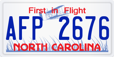 NC license plate AFP2676