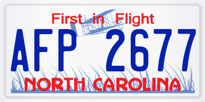 NC license plate AFP2677