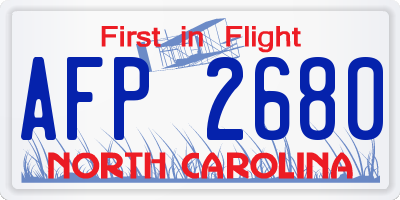 NC license plate AFP2680