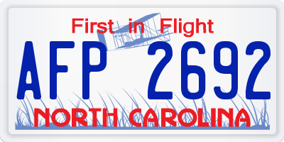 NC license plate AFP2692