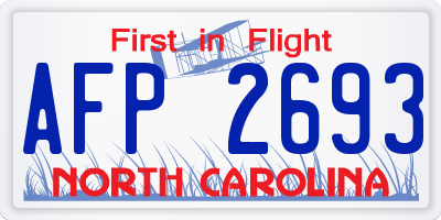 NC license plate AFP2693