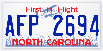NC license plate AFP2694