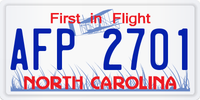 NC license plate AFP2701