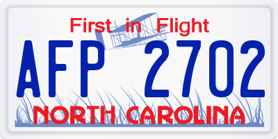 NC license plate AFP2702